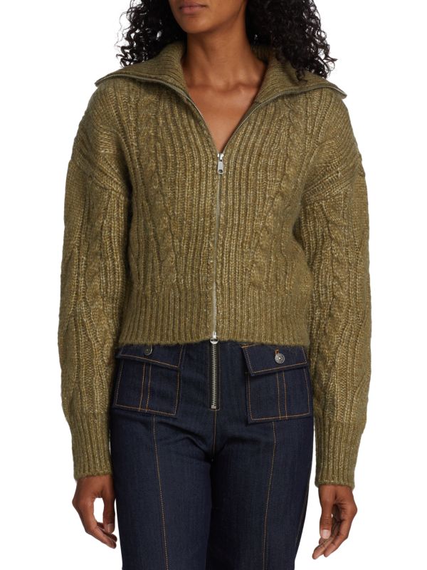 dh New York Sutton Cable Zip Up Cardigan